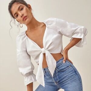 NWT Reformation Hummingbird Linen Top